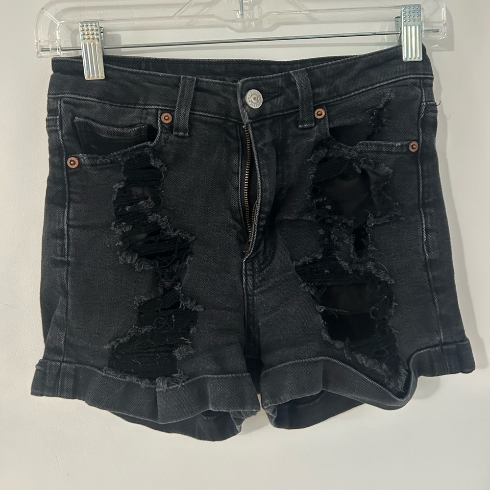 American Eagle High Rise Ripped Jean Shorts